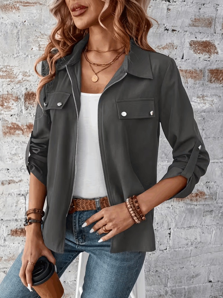 Women’s Dark Gray Zip-Up Jacket