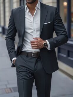 Men’s Dark Gray Tailored 2-Piece Suit