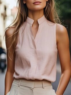 Women’s Chic Sleeveless V-Neck Blouse